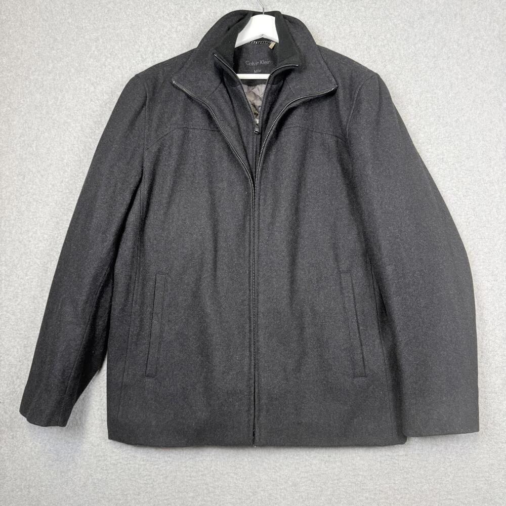 Brand New Calvin Klein Men's Size Medium Gray Double face Wool Blend Jacket Coat